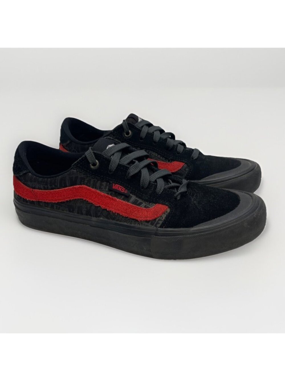 Vans Men’s Baker Style 112 Pro Skate Shoes Size 8 Black Red Suede Low Top Read